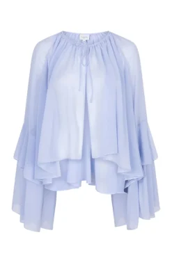Dames blouse lange mouw blauw