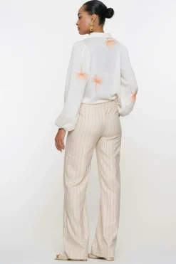 Dames blouse lange mouw bruin