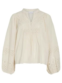 Dames blouse lange mouw bruin