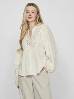 Dames blouse lange mouw bruin