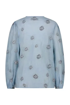 Dames blouse lange mouw blauw