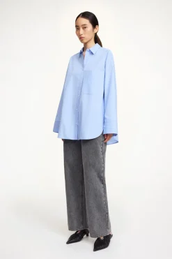 Dames blouse lange mouw blauw