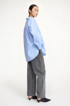 Dames blouse lange mouw blauw
