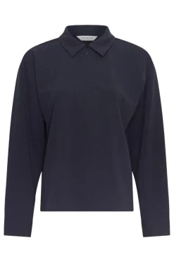 Dames blouse lange mouw blauw
