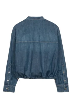 Dames blouse lange mouw blauw