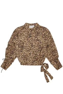 Dames blouse lange mouw bruin