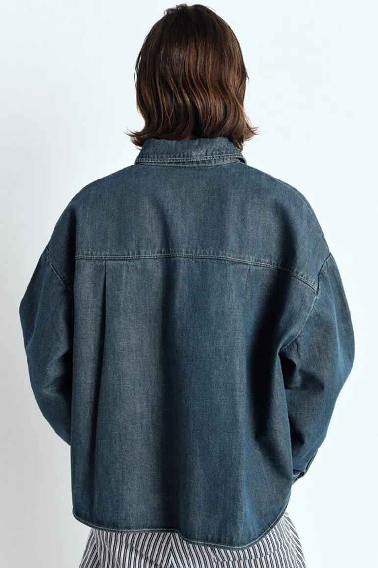Dames blouse lange mouw blauw