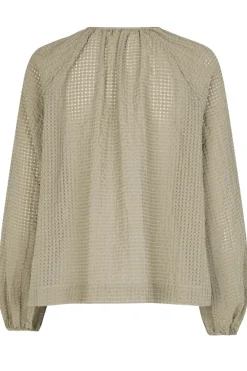Dames blouse lange mouw bruin