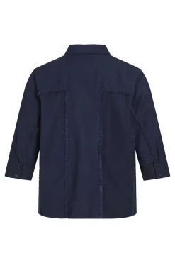 Dames blouse lange mouw blauw