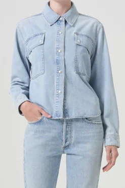 Dames blouse lange mouw blauw