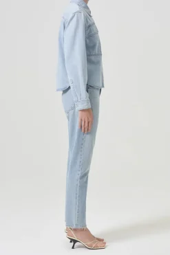 Dames blouse lange mouw blauw
