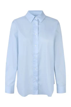 Dames blouse lange mouw blauw