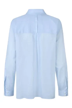 Dames blouse lange mouw blauw