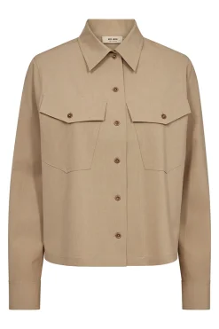 Dames blouse lange mouw bruin