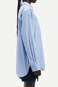 Dames blouse lange mouw blauw