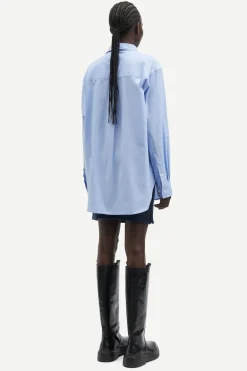 Dames blouse lange mouw blauw