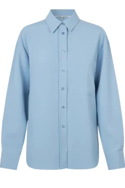 Dames blouse lange mouw blauw