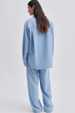 Dames blouse lange mouw blauw