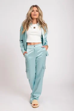 Dames blouse lange mouw blauw