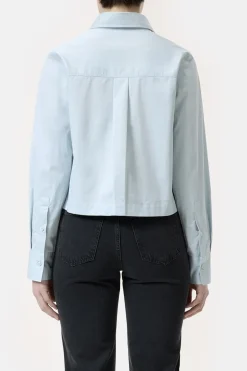 Dames blouse lange mouw blauw