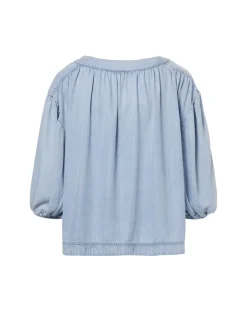 Dames blouse lange mouw blauw