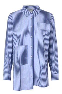 Dames blouse lange mouw blauw