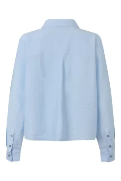 Dames blouse lange mouw blauw