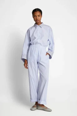 Dames blouse lange mouw blauw