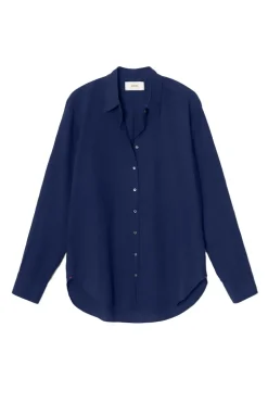 Dames blouse lange mouw blauw
