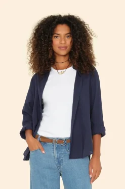 Dames blouse lange mouw blauw
