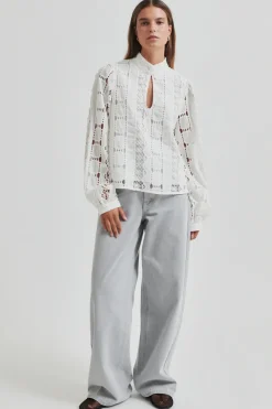 Dames blouse lange mouw ecru