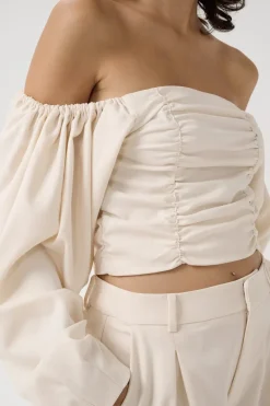 Dames blouse lange mouw ecru