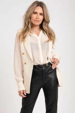 Dames blouse lange mouw ecru