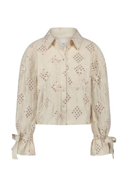 Dames blouse lange mouw ecru
