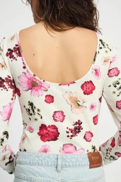 Dames blouse lange mouw ecru
