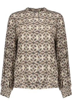 Dames blouse lange mouw grijs