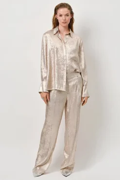 Dames blouse lange mouw goud