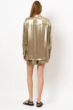 Dames blouse lange mouw goud