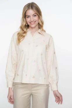 Dames blouse lange mouw grijs