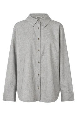 Dames blouse lange mouw grijs
