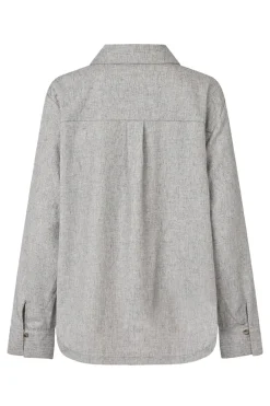 Dames blouse lange mouw grijs