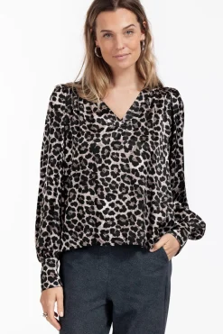 Dames blouse lange mouw grijs