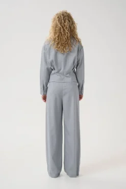 Dames blouse lange mouw grijs