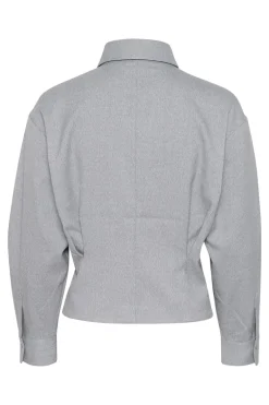 Dames blouse lange mouw grijs