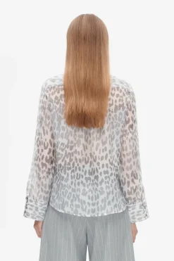 Dames blouse lange mouw grijs