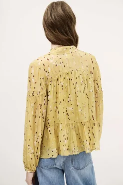 Dames blouse lange mouw geel