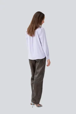 Dames blouse lange mouw paars