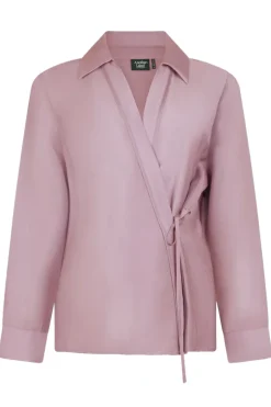 Dames blouse lange mouw rose