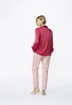 Dames blouse lange mouw rose
