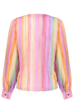 Dames blouse lange mouw rose